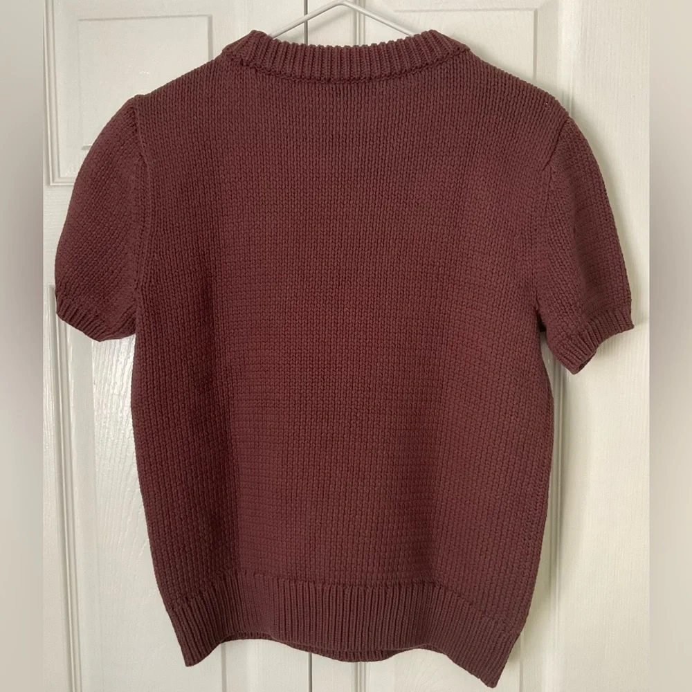 Ann Taylor Weekend Collection Chunky Wedge Sweater Tee Brown Size M NWT - Picture 3 of 10